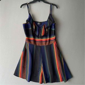 Voodoo Vixen sz xl candy striped spaghetti strap 1950 inspired romper